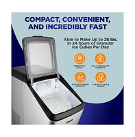 NutriChef Countertop Ice Maker Machine, 26 lbs Daily Capacity, with Ice Scoop and Basket