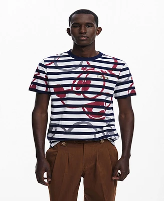 Desigual Men's Striped T-shirt and Mickey