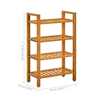 vidaXL Shoe Rack with 4 Shelves 19.7"x10.6"x31.5" Solid Oak Wood