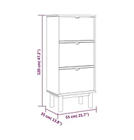 vidaXL Shoe Cabinet Otta with 3 Drawers Brown Solid Wood Pine