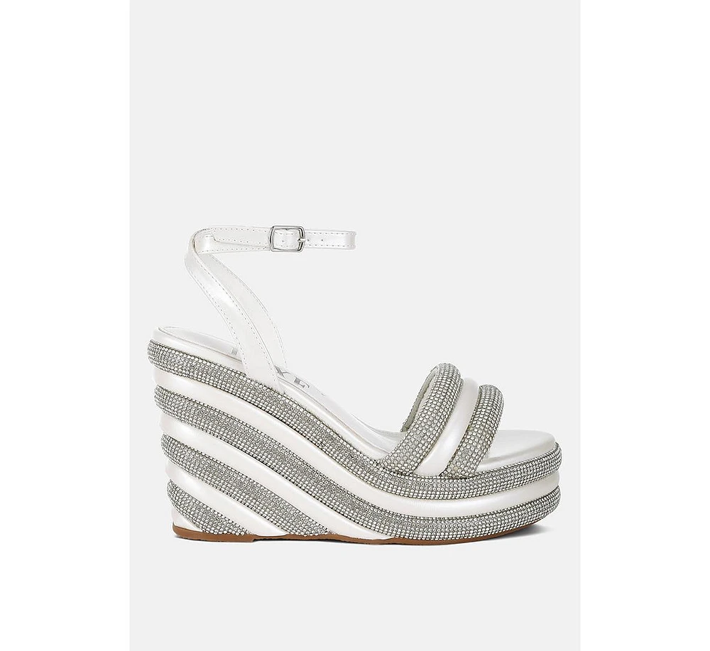 My Bliss Rhinestone Studded Wedge Sandals