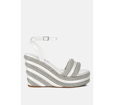 My Bliss Rhinestone Studded Wedge Sandals