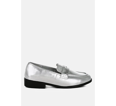 London Rag Rugle Metallic Faux Leather Flat Loafers