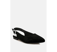 London Rag Dolan Velvet Slingback Flat Sandals