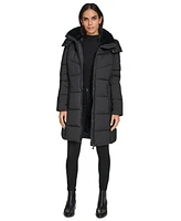 Calvin Klein Women's Hooded Faux-Fur-Lined Midi Puffer Coat