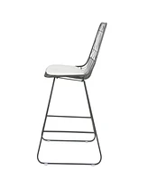 Modern Geometric Counter Stools With Water-Resistant Cushions And Durable Iron Frame (Set Of 2)