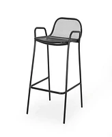 Simplie Fun Modern Matte Black Iron Barstools With Mesh Seating (Set Of 2)