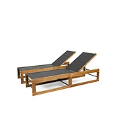 Simplie Fun Mia Chaise Lounges: Breathable Mesh, Acacia Wood, Outdoor Comfort