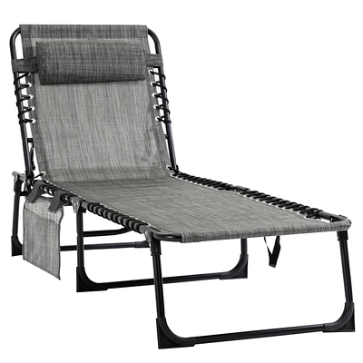 Streamdale Furniture Reclining Chaise Lounge Chair, Portable Sun Lounger, Folding Camping Cot, with Adjustable Backrest and Removable Pillow, for Pati