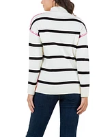 Fever Women's Whipstitch Trim Stripe Sweater