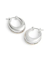 Coach Faux Stone Pave Tubular Huggies Earrings - Two