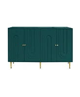 Simplie Fun Modern Green Lacquered 4 Door Wooden Cabinet Sideboard Buffet Server Cabinet Storage Cabinet, for Living Room, Entryway, Hallway, Office,