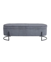 Storage Ottoman, Bedroom End Bench, Upholstered Fabric Storage Ottoman with Safety Hinge, Entryway Padded Footstool, Ottoman Bench for Living Room & B