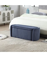 Simplie Fun Storage Ottoman, Bedroom End Bench, Upholstered Fabric Storage Ottoman with Safety Hinge, Entryway Padded Footstool, Ottoman Bench for Liv