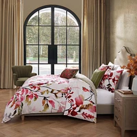 Bebejan Leaves on Linen Bedding 5 Piece Queen Size Reversible Comforter Set