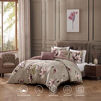 Bebejan Purple Lilies Bedding 5 Piece King Size Reversible Comforter Set
