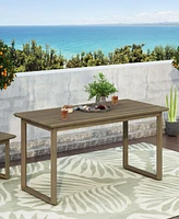 Simplie Fun Rustic Acacia Wood Slatted Outdoor Dining Table