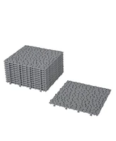 Streamdale Furniture 12 x 12 Inch Gray Interlocking Deck Tiles Plastic Waterproof Outdoor All Weather Anti