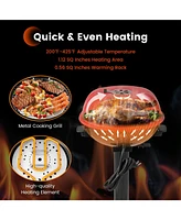 1600W Electric Bbq Grill with Removable Non-Stick Warming Rack
