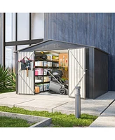 10X8 Ft Outdoor Storage Shed, All Weather Metal Sheds with Lockable Doors, Tool Shed for Garden, Patio, Backyard, Lawn, Black