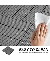 Wood Plastic Composite Deck Tiles Set of 20pcs, Composite Decking Resist Rust, Water, Weather, Indoor&Outdoor, Easy to Diy & Maintain, Ideal for Patio