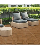 Wood Plastic Composite Deck Tiles Set of 20pcs, Composite Decking Resist Rust, Water, Weather, Indoor&Outdoor, Easy to Diy & Maintain, Ideal for Patio