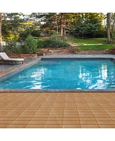 Plastic Composite Deck Tiles Set of 35pcs, Composite Decking Resist Rust, Water, Weather, Indoor&Outdoor, Easy to Diy & Maintain, Ideal for Patios, Ba