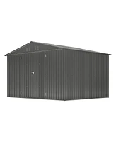 Simplie Fun 10X8 Ft Outdoor Storage Shed, All Weather Metal Sheds with Lockable Doors, Tool Shed for Garden, Patio, Backyard, Lawn, Black