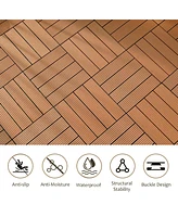 Streamdale Furniture Wood Plastic Composite Deck Tiles Set of 20pcs, Composite Decking Resist Rust, Water, Weather, Indoor&Outdoor, Easy to Diy & Main