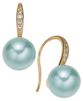 Charter Club Gold-Tone Pave & Color Imitation Pearl Drop Earrings, Created for Macy's