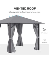 Streamdale Furniture 10' x 10' Patio Gazebo Aluminum Frame Outdoor Canopy Shelter with Sidewalls, Vented Roof for Garden, Lawn, Backyard, and Deck, Gr