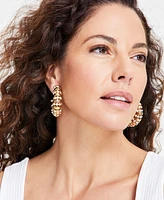 I.n.c. International Concepts Gold-Tone Medium Pave & Imitation Pearl C-Hoop Earrings, 1.9", Created for Macy's