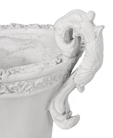 Streamdale Furniture Elegant Roman Faux-Stone Planter With Botanical Accents