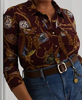 Lauren Ralph Plus Belting-Print Shirt