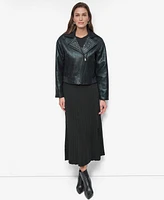 Dkny Women's Foiled Tweed Moto Jacket