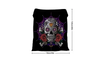 Slickblue 3D Rose Skull Flannel Throw Blanket Fluffy Mandala Design 50"x60"