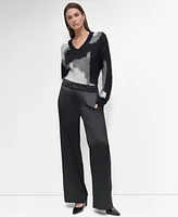 Dkny Women's Satin High-Rise Wide-Leg Pants