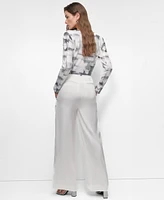 Dkny Women's Satin High-Rise Wide-Leg Pants