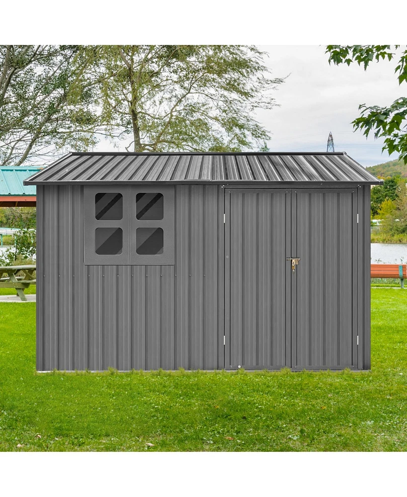 Simplie Fun Metal garden sheds 6ftx8ft outdoor storage sheds Grey with window