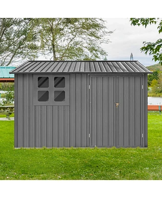 Streamdale Furniture Metal garden sheds 6ftx8ft outdoor storage sheds Grey with window