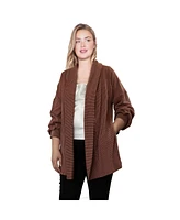 Plus Size Long Sleeves Open Front Cardigan