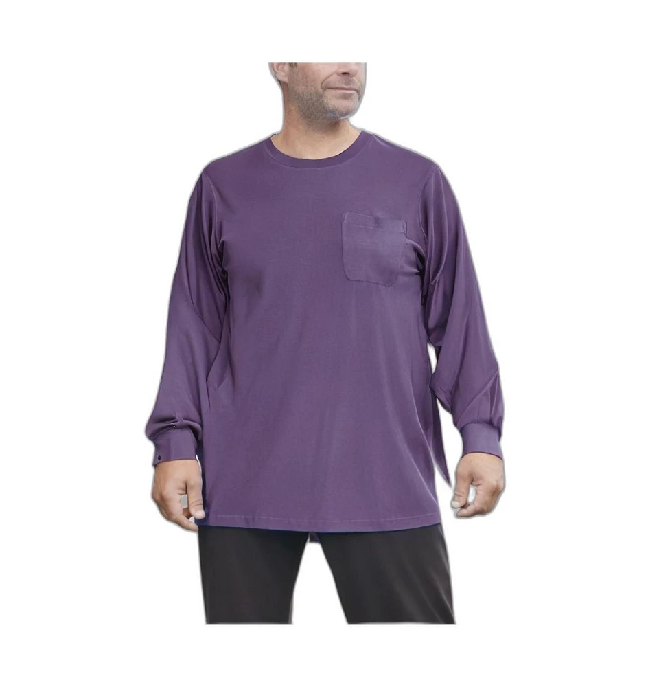 KingSize Big & Tall Shrink-Less Lightweight Longer-Length Long-Sleeve Crewneck Pocket Tee