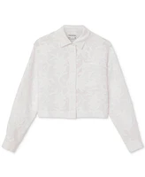 Frank and Oak Women's Jacquard Button-Front Cropped Shirt