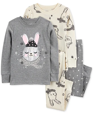 Carter's Toddler Girls Bunny-Print Pajamas, 4 Piece Set