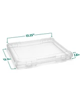 Sorbus Set of 12 Thin Clear Stackable Portable Project Case Fits 12"x12" - Snap-Tight Closure, Ideal for Board Games, Crafts, and Office Supplies