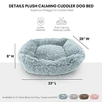 Details Dog Bed for Small Medium Dogs, Plush Calming Sleeping Cuddler for Pet, Super Lux Shaggy Fur Cushion Beds