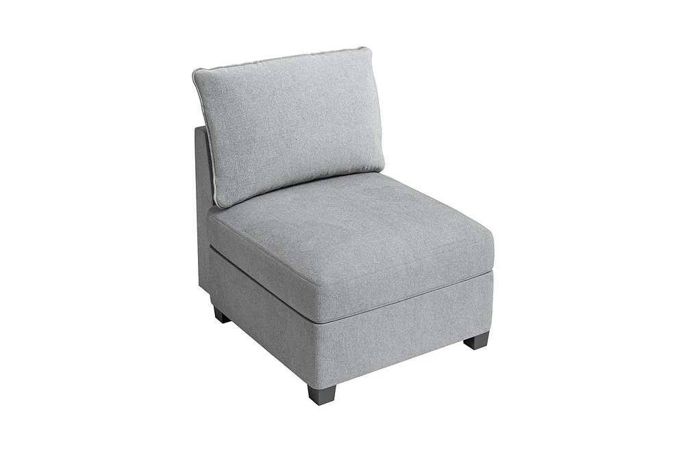 gaomon Middle Module Seat for Modular Sectional Sofa with Storage Seats,Customizable Armless Sofa,Linen Fabric,Grey