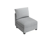 gaomon Square Ottoman Module with Storage,Modular Sectional Sofa Ottoman for Living Room,Lobby, Linen Fabric,Grey