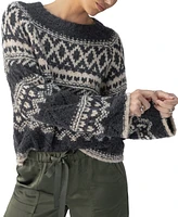 Sanctuary Women's Fair-Isle Crewneck Dropped-Shoulder Sweater