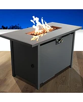 Mondawe 42 White Smoked Glass Metal Rectangle Fire Pit